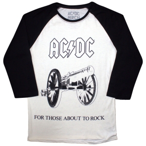 Ac/Dc - For Those About To Rock Uni Bl/Wht Longsleeve i gruppen MERCHANDISE / T-shirt / Metal hos Bengans Skivbutik AB (5586327r)