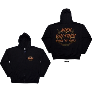 Ac/Dc - High Voltage Rnr Uni Bl Zip Hoodie i gruppen MERCHANDISE / Hoodies / Metal hos Bengans Skivbutik AB (5586332r)