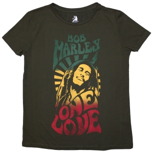 Bob Marley - One Love Gradient Stone Wash Uni Green T-Shirt i gruppen MERCHANDISE / T-shirt / Reggae hos Bengans Skivbutik AB (5586749r)