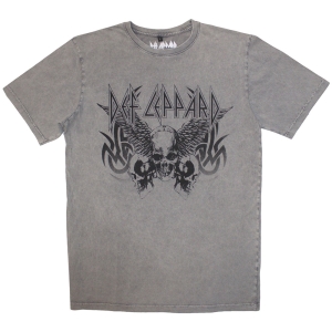 Def Leppard - Tribal Skull Stone Wash Uni Grey T-Shirt i gruppen MERCHANDISE / T-shirt / Metal hos Bengans Skivbutik AB (5586753r)