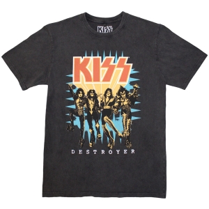 Kiss - Destroyer 3D Logo Stone Wash Uni Char T-Shirt i gruppen MERCHANDISE / T-shirt / Metal hos Bengans Skivbutik AB (5586772r)