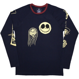 The Nightmare Before Christmas - Faces Aop Uni Navy Longsleeve i gruppen MERCHANDISE / T-shirt / Film-Musikkkal hos Bengans Skivbutik AB (5586790r)