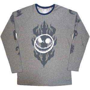 The Nightmare Before Christmas - Flaming Jack Uni Grey Longsleeve i gruppen MERCHANDISE / T-shirt / Film-Musikkkal hos Bengans Skivbutik AB (5586791r)