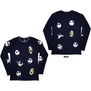 The Nightmare Before Christmas - Character Heads Uni Navy Longsleeve i gruppen MERCHANDISE / T-shirt / Film-Musikkkal hos Bengans Skivbutik AB (5586794r)