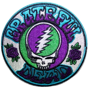 Grateful Dead - Steal Your Face Purple/Green Woven Patch i gruppen MERCHANDISE / Merch / Pop-Rock hos Bengans Skivbutik AB (5587235)