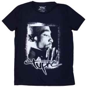 Tupac - Spray Photo Lady Navy T-Shirt i gruppen MERCHANDISE / T-shirt / Hip Hop-Rap hos Bengans Skivbutik AB (5587243r)