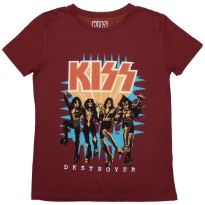 Kiss - Destroyer 3D Logo Lady Red T-Shirt i gruppen MERCHANDISE / T-shirt / Metal hos Bengans Skivbutik AB (5587280r)