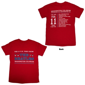 Beatles - Washington 64 Stars Setlist Uni Red T-Shirt i gruppen MERCHANDISE / T-shirt / Nyheter / Pop-Rock hos Bengans Skivbutik AB (5589198r)