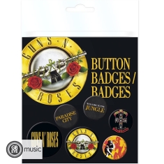 Guns N Roses - Button Badges Lyrics And Logos 6 pack