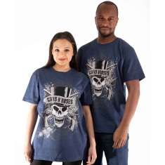 Guns N Roses - Faded Skull Uni Blue    S