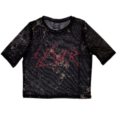 Slayer - Scratchy Logo Lady Bl Mesh Crop Top