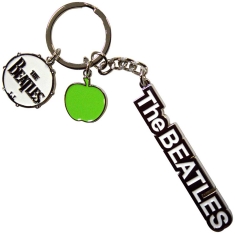 Beatles - Text Logo Drop T Drum & Apple Charms Keychain