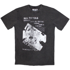 Sex Pistols - Manchester Flyer Stone Wash Uni Char T-Shirt